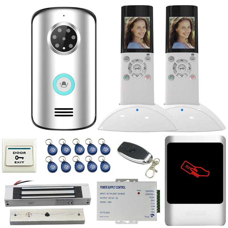 

JEX Wireless Video Doorphone Doorbell Intercom System kit IP55 Waterproof Night Vision Camera +Metal RFID Access controller