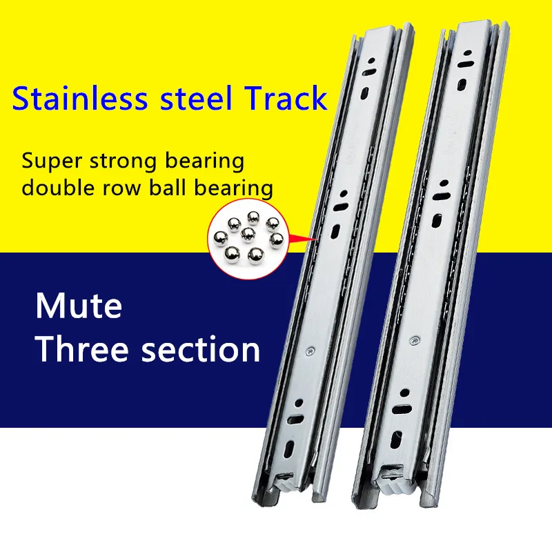 2 Pairs 10 inches 25cm Three Sections Stainless Steel Drawer Track Slide Guide Rail Accessories for Furniture Slide Hardware 2 Pairs 10 inches 25cm Three Sections Stainless Steel Drawer Track Slide Guide Rail Accessories for Furniture Slide Hardware