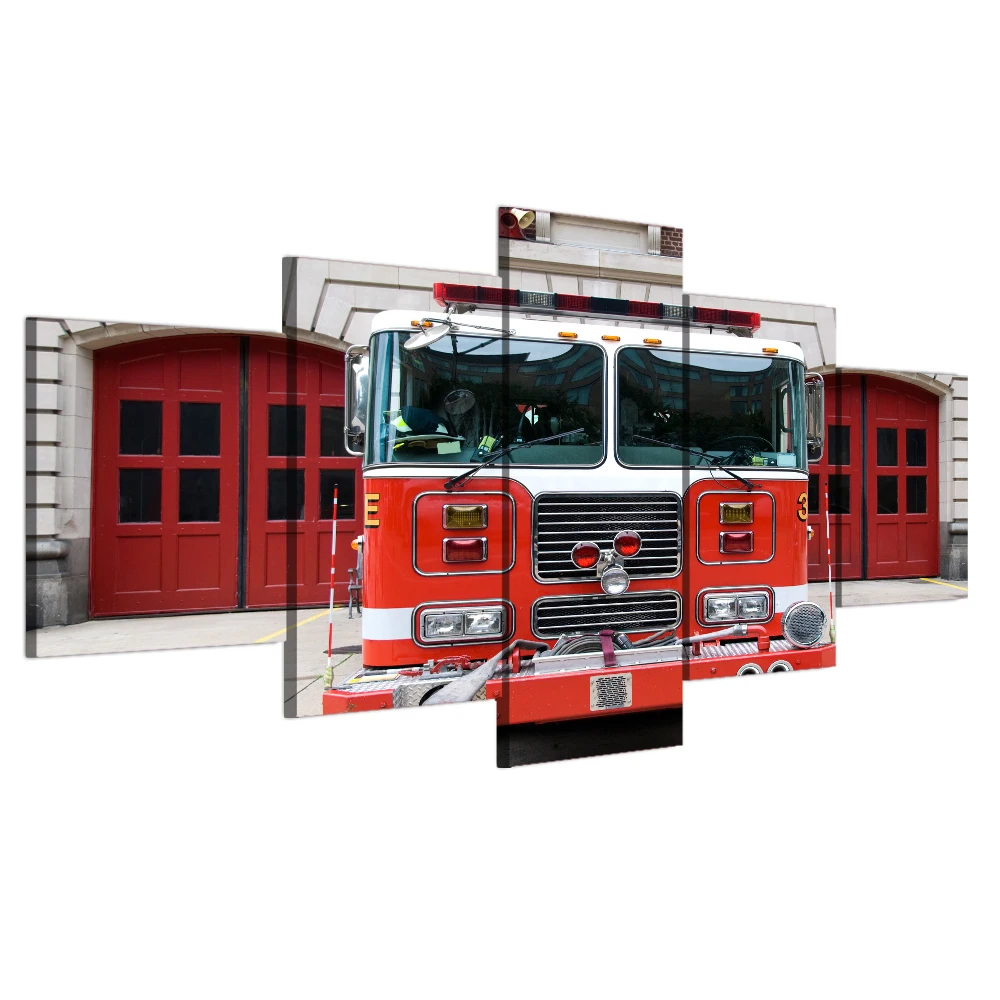 Under Fire Firefighters Fight Fire Equipment Firetruck Cotton Fabric by the Yard
