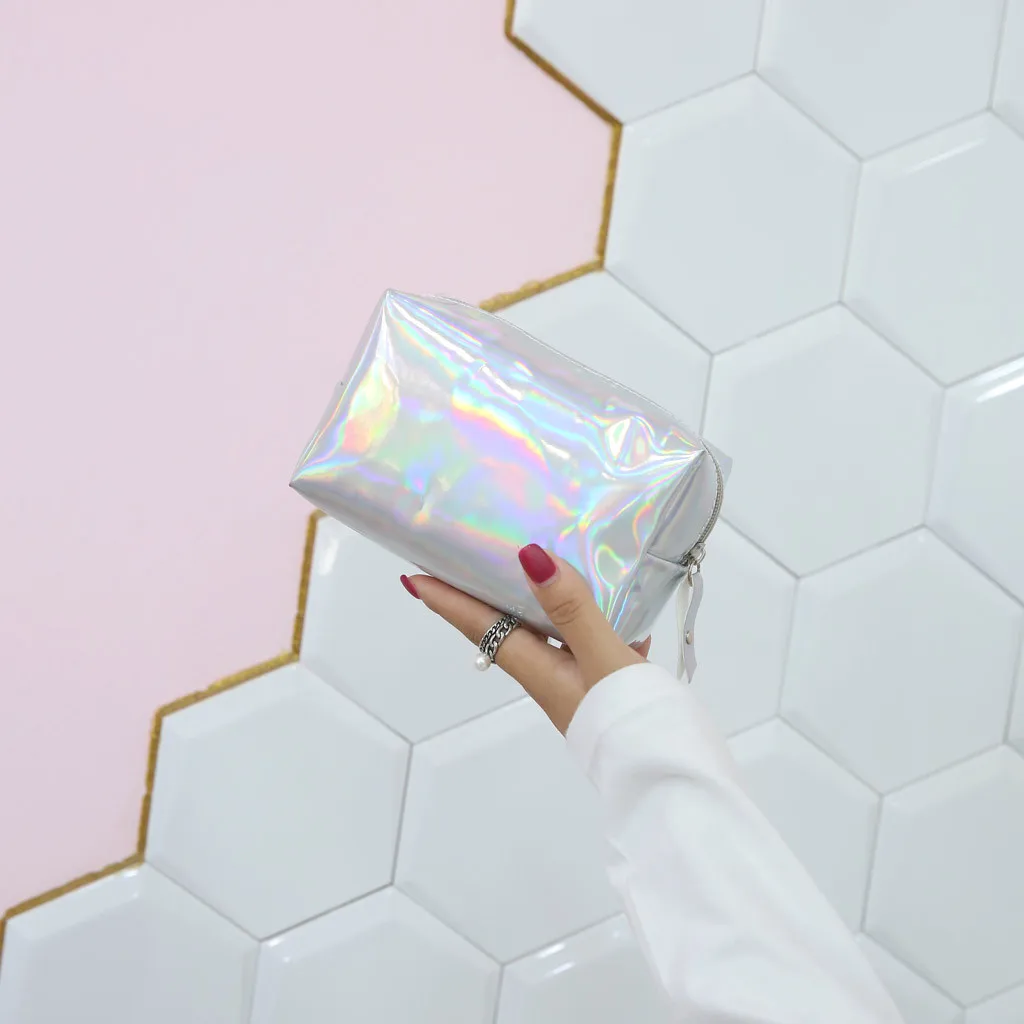 

Waterproof Laser Cosmetic Bags Women Neceser Make Up Bag PU Pouch Wash Toiletry Bag Travel Organizer Case female clutch bag