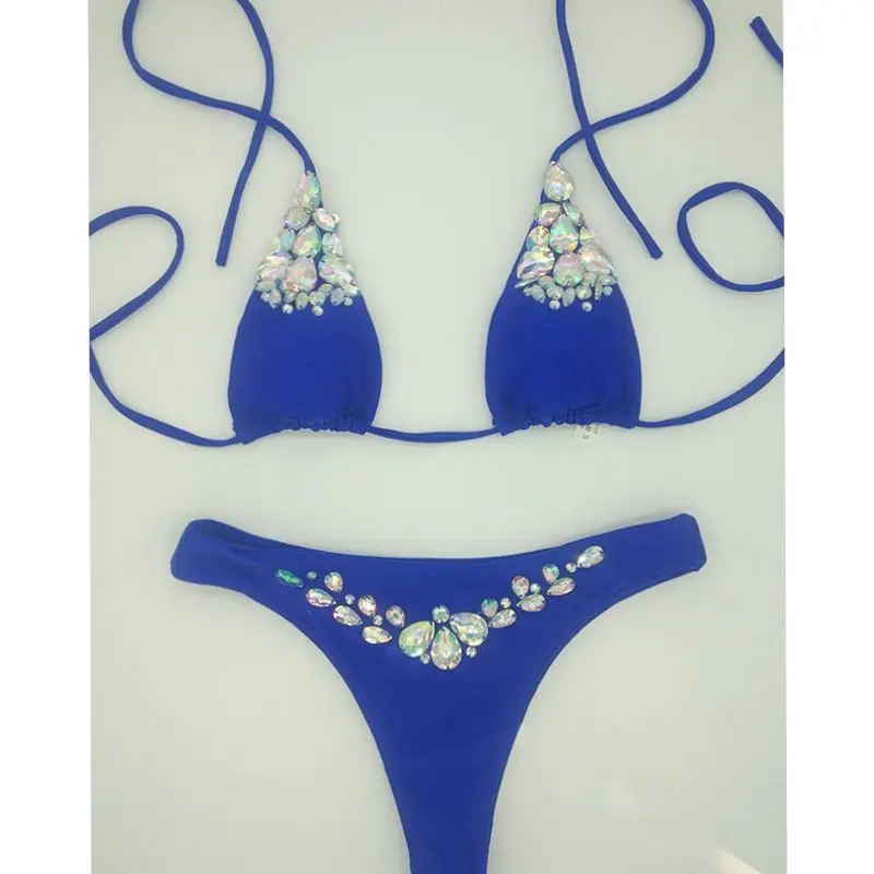 2018 venus vacation new summer sexy women swimsuit push up biquini rhinestone swimwear lady beachwear diamond bikini set