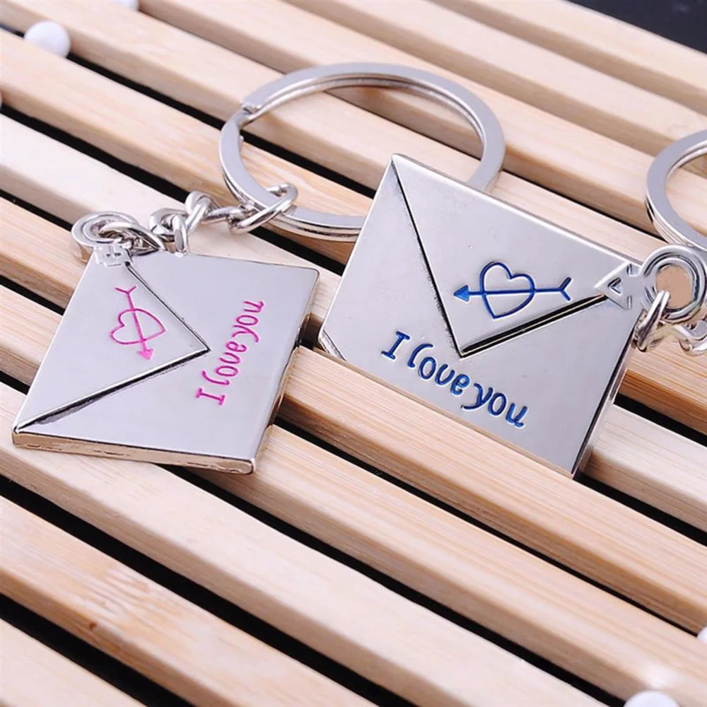 

Couple Keychain I Love You Metal Keychain Lovers Car Keyring Women And Men Wedding Gift 1 Pair 2017 New Love Envelopes