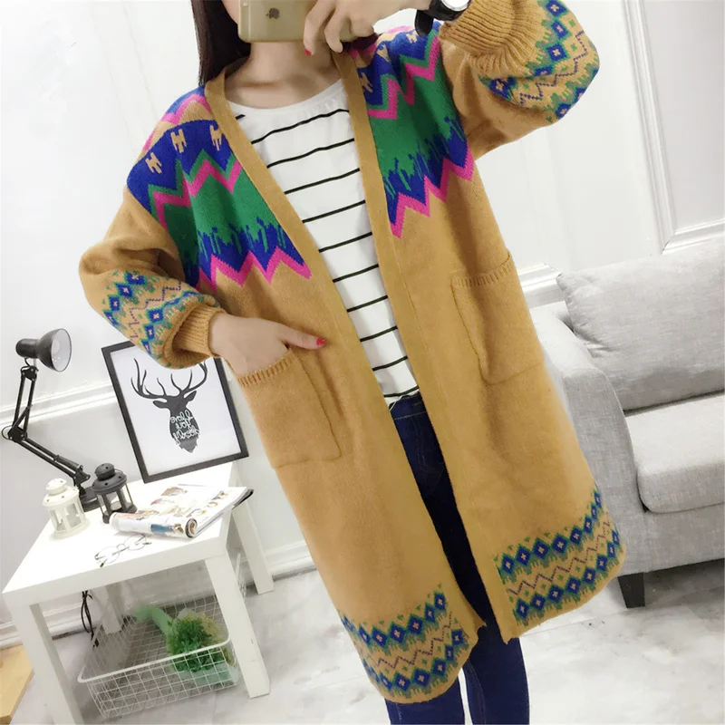 Best Price Free shipping New Fashion 2019 Autumn Winter Women Knitted Long Cardigans Sweaters Women Coat Shrug