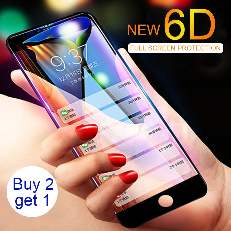 6D HD анти взрыв защитная пленка полное покрытие Экран протектор для iphone 6 6s 7 8 X 10