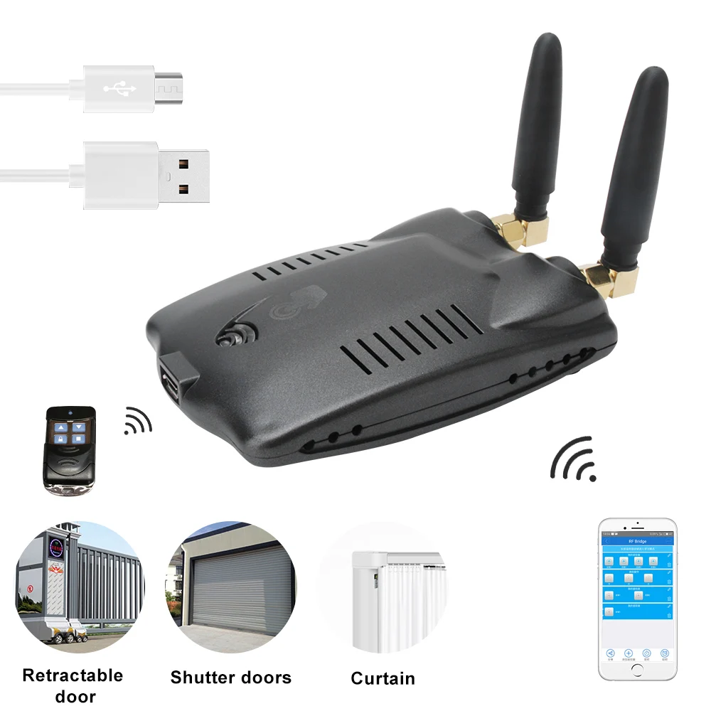 

WIFI RF Bridge 433 MHz Smart Home Automation Universal Switch Intelligent Wi-Fi Remote RF Controller for Curtain Door Socket
