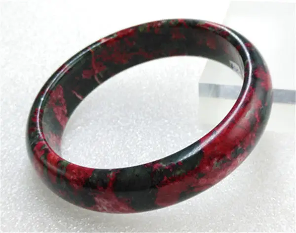 

New HOT 100% Natural RED Peach Blossom Jade GREEN Jade Bracelet 60.6MM a 5.19