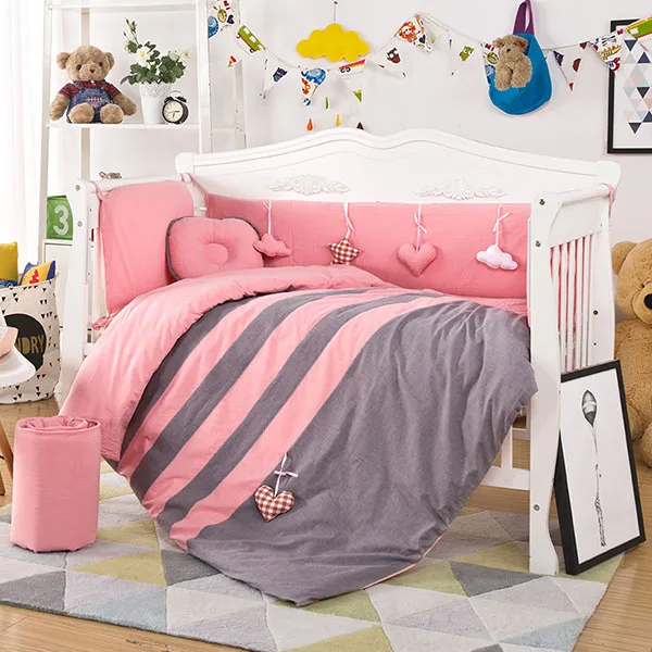Модные хлопковые постельные принадлежности для малышей, многокомпонентный детский бампер - Цвет: 2(55cmx100cm)