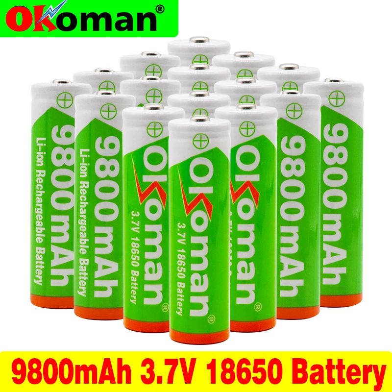 

Okoman high capacity 3.7V 9800mah 18650 Battery lithium batteria rechargeable lithium battery for flashlight Cells