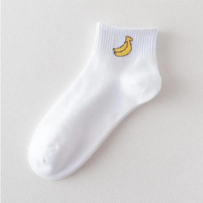 Banana Летние милые носки, осенняя хлопковая смесь для девочек, белые неглубокие носки, женские маленькие Дышащие Короткие носки по щиколотку - Цвет: Banana