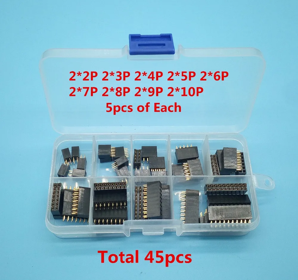 45 шт. 2*2/3/4/5/6/7/8/9/10P 2 54 мм двухрядный женский штырьковый разъем в коробке|set 2|set 3set 6 |