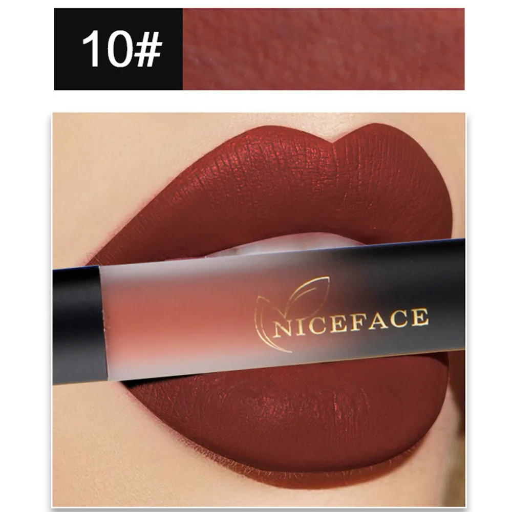 NICEFACE Помада Новая 18 цветов градиентная долговечная Косметика Нижнее белье Матовая жидкая губная помада Водонепроницаемая блеск макияж 19L0528