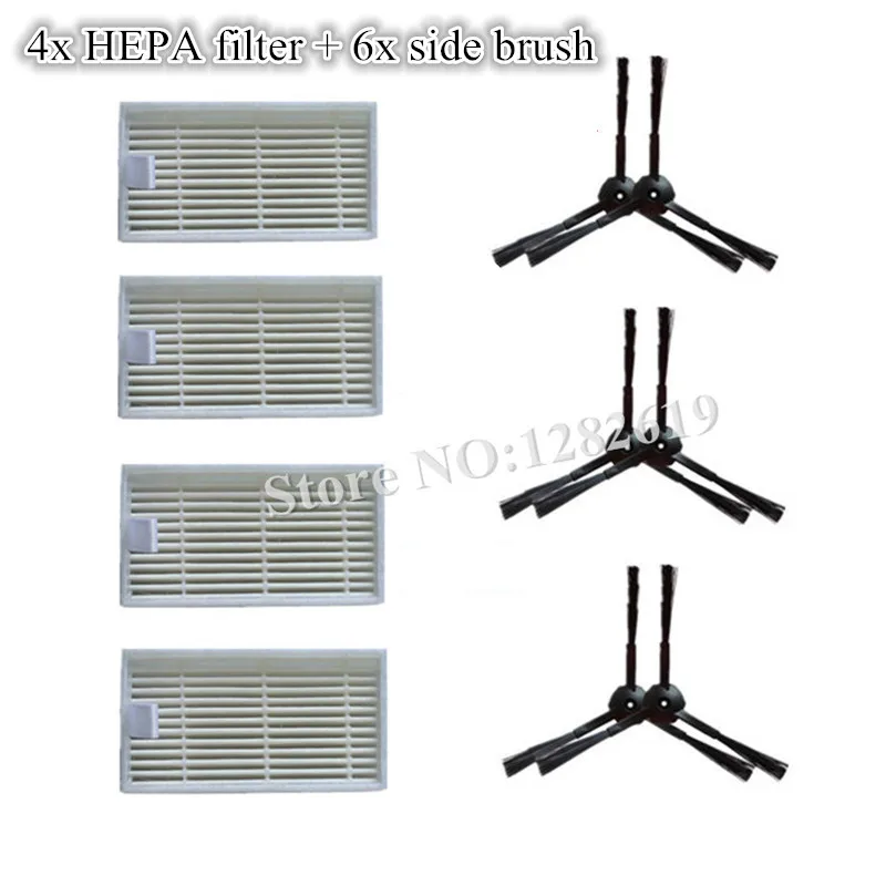

6x Robot Vacuum Cleaner Side Brush + 4x V1 HEPA Filter replacement for chuwi ilife V1 Robotisc Vacuum Cleaner