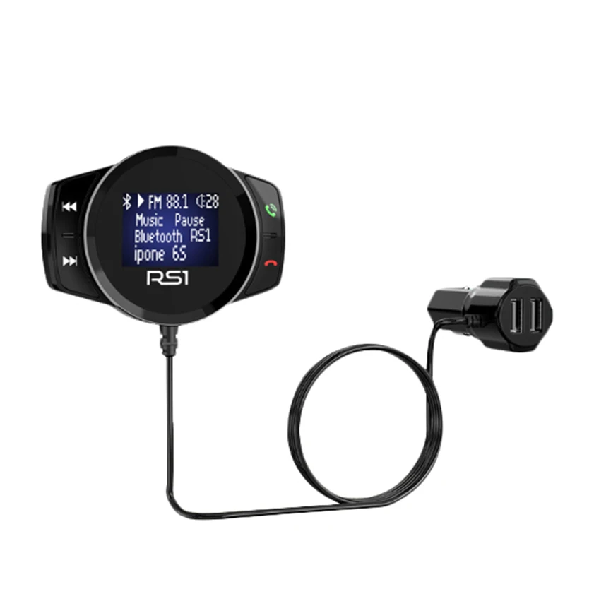 FFYY-RS1 FM передатчик Bluetooth автомобильный комплект MP3-плеер светодиодный двойной USB 3.1A автомобильное зарядное устройство, автомобильный Bluetooth MP3-плеер большой дисплей - Цвет: Black
