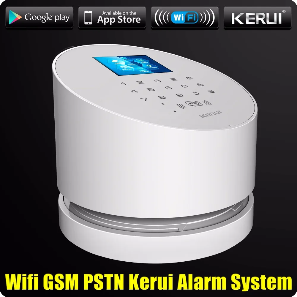 Kerui W2 WiFi GSM PSTN RFID сигнализация для дома Система безопасности Низкая индикация батареи TFT цветной дисплей ISO Android приложение