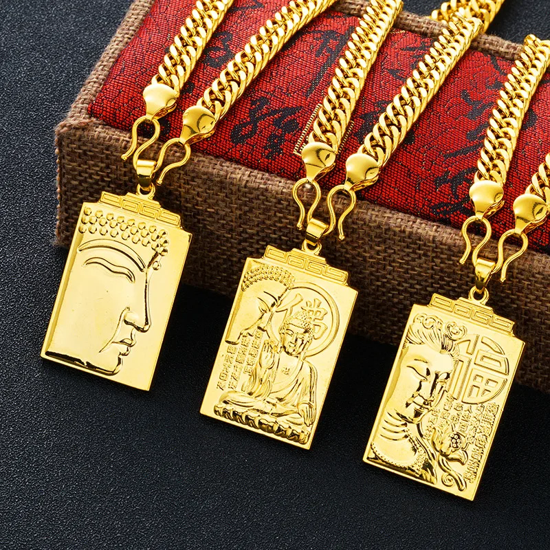24K Золотая Йога Sakyamuni буддизм амулет кулон ожерелье тибетский религиозный