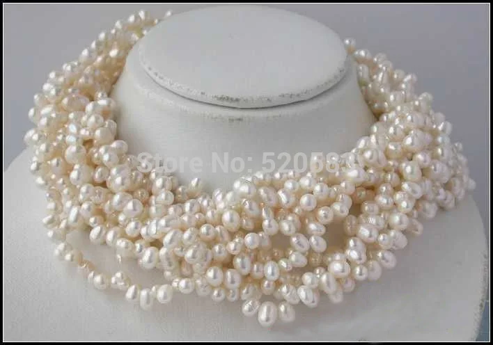 

10ROW 7MM 17" WHITE RICE FRESHWATER PEARL NECKLACE NEW