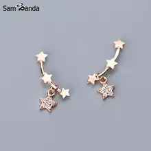 Новинка 925 стерлингового серебра корейский стиль звезда маленькая девочка сердце яркие серьги гвозди для женщин гипоаллергенный модный серебряный подарок