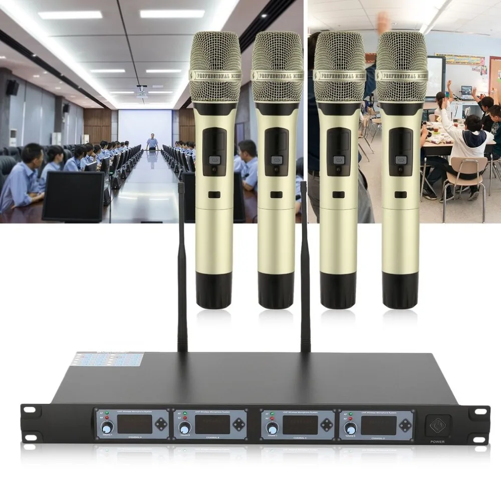 

GTD Audio 4x800 Paths UHF Diversity Wireless Handheld Microphone Mic System Superior Sound Quality Professional Feature