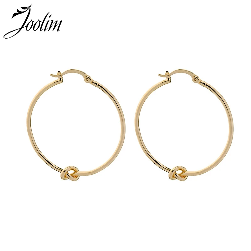 

Joolim Jewlery Wholesale/ Gold & Silver Color Hoop Earring Simple Knot Earring