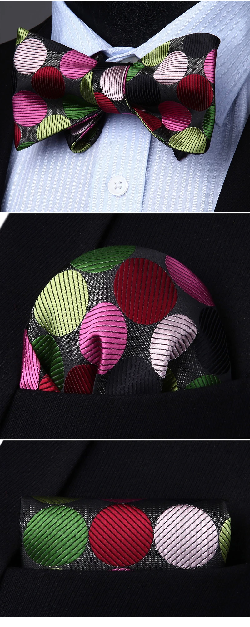 Для мужчин галстук-бабочка тканый носовой платок вечерние свадебные розовый зеленый Проверьте плед самостоятельно регулируемый