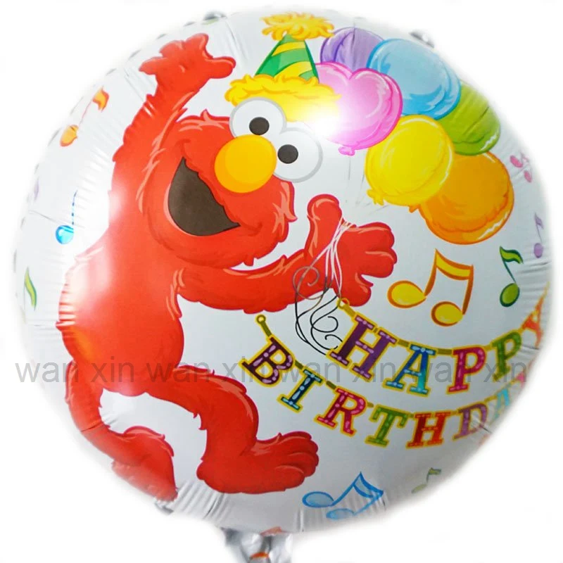 

new style cartoon elmo helium balloons with happy birthday balloons 18inch round Sesame Street party balloons for kid toys