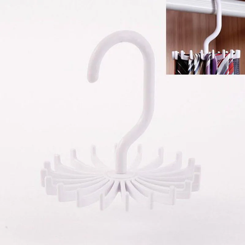 

360 Degree Creative Multi-function Tie Rack Rotatable Tie Hanger Holds 20 Men Neck Ties Scarf Belt Jewelry Cap Storage Organizer