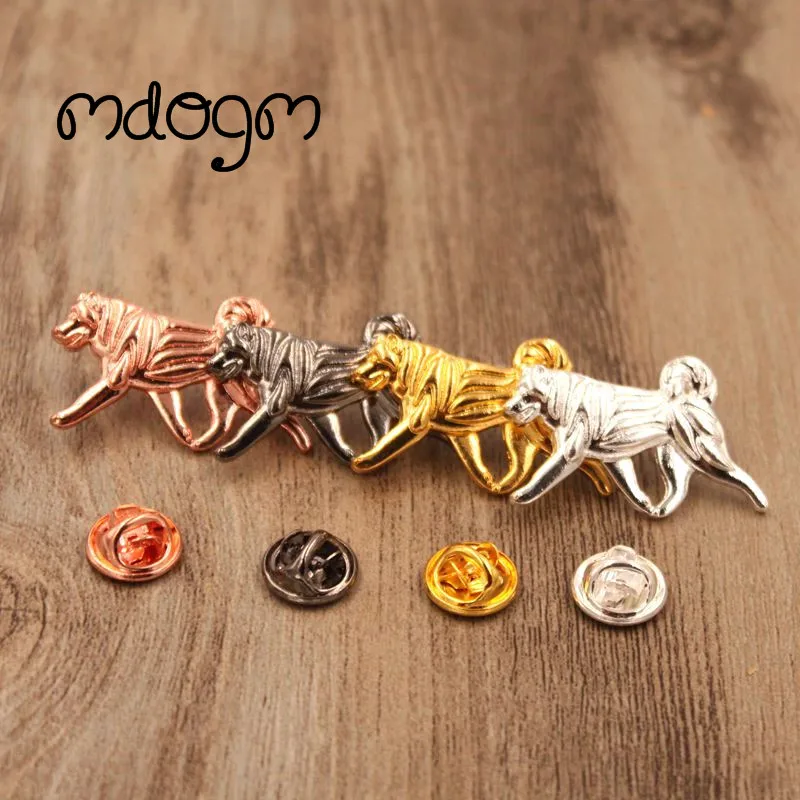 Mdogm Alaskan Malamute Cane Spille E Spille Animali Abito In Metallo Piccolo Padre Collare Distintivi Regalo Per Uomo Maschio B113