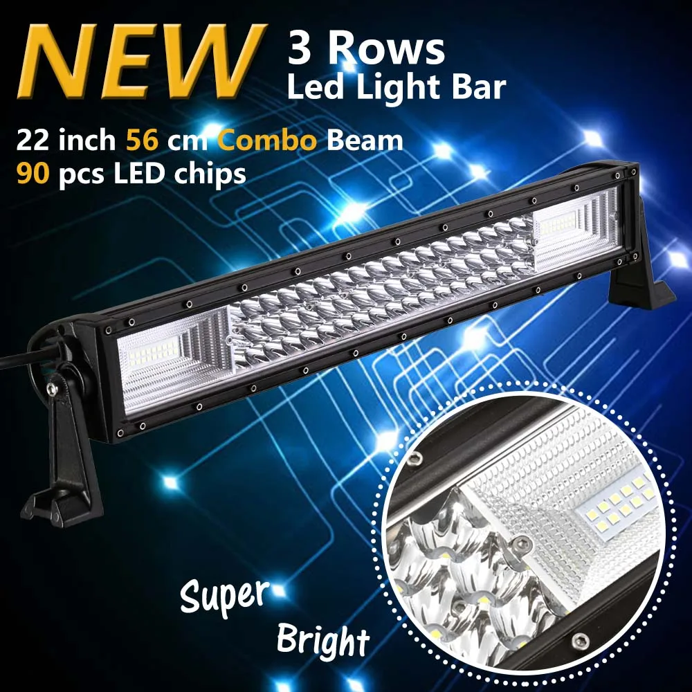 

Real Power 22 Inch 3Rows Led Work light Led Bar for Off Road 4x4 4WD ATV UTV SUV Driving Light Truck Led Light Bar Auto Car Lamp