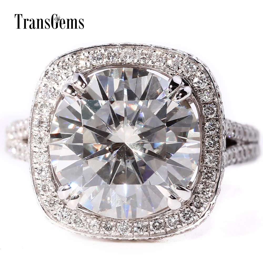 Transgems 5 Carat Lab Grown Moissanite Diamond Wedding Engagement Transgems 5 Carat Lab Grown Moissanite Diamond Wedding Engagement Ring With Accents Solid 14k White Gold For Women In Rings From Jewelry