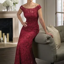 Элегантное Красное Кружевное Платье трапециевидной формы с рукавами-крылышками для матери невесты, большие размеры, длинное вечернее платье с глубоким вырезом, Vestido mae da noiva