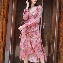 Artfeel новые женские, с цветочным узором юбка богемная Boho летние пляжные пикантные розово-Асимметричная обертка галстуком-бабочкой длинные юбки в уличном стиле