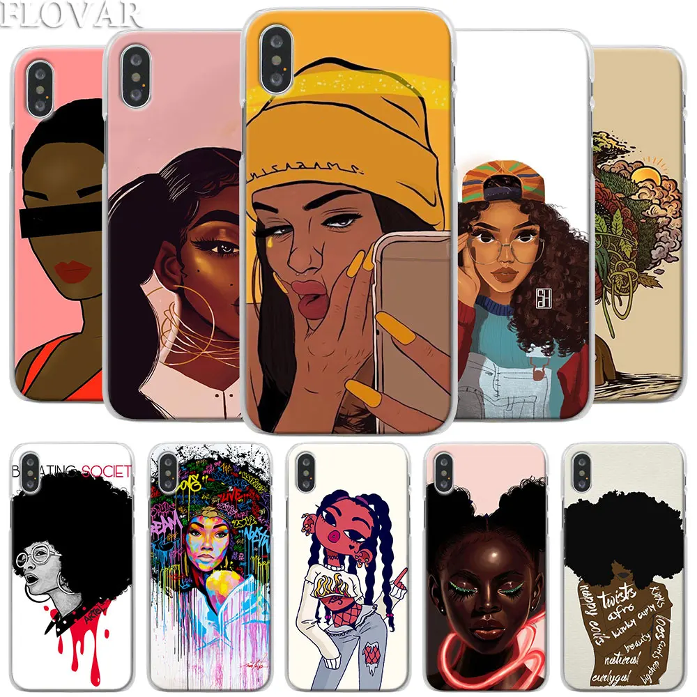 

Black Girl Melanin Poppin Queen Phone Case for Apple iPhone X XR 7 8 Plus 6 6s Plus XS MAX SE Phone Case Coque