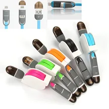 Free Shipping Auto Retractable 2 In 1 Micro Charger USB Data Cable for Phone 5 5s