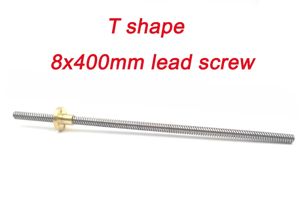 2pcs T8*8 mm Lead Screw 400 mm 8mm Lead Trapezoidal Spindle Screw Lead Screw Rod T Shape Linear