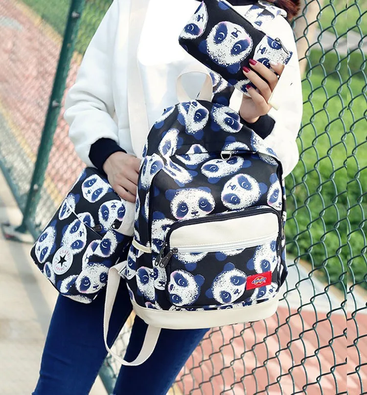 Комплект детских рюкзаков с рисунком; школьная сумка для девочек-подростков; парусиновые рюкзаки с принтом панды; коллекция года; школьные сумки с граффити; рюкзак; W709Z