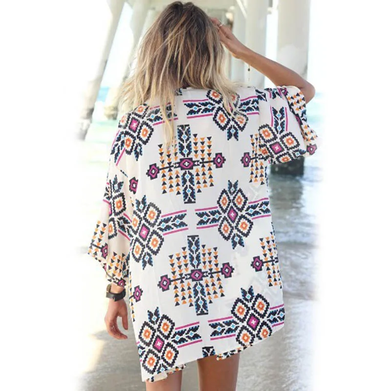 Женский свободный кардиган топы Boho накидка дышащая для лета пляжной вечеринки