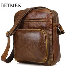 BETMEN Luxury Vintage Genuine Leather Bag Crossbody Male Shoulder Messenger Bags