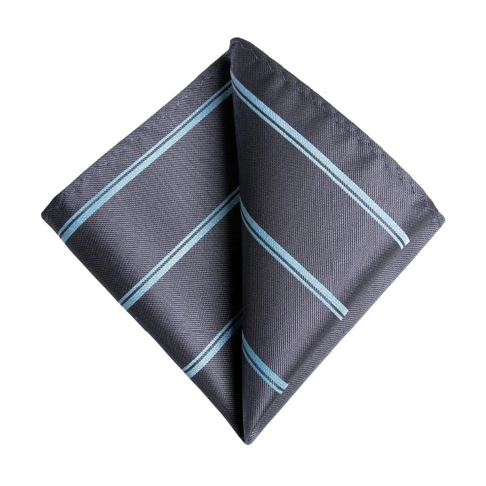 DiBanGu 2019 Новый Серый полосатый мужские галстуки Pocket Square Set шелковые галстуки шеи галстук Gravatas галстук для Бизнес Свадебные N-7090