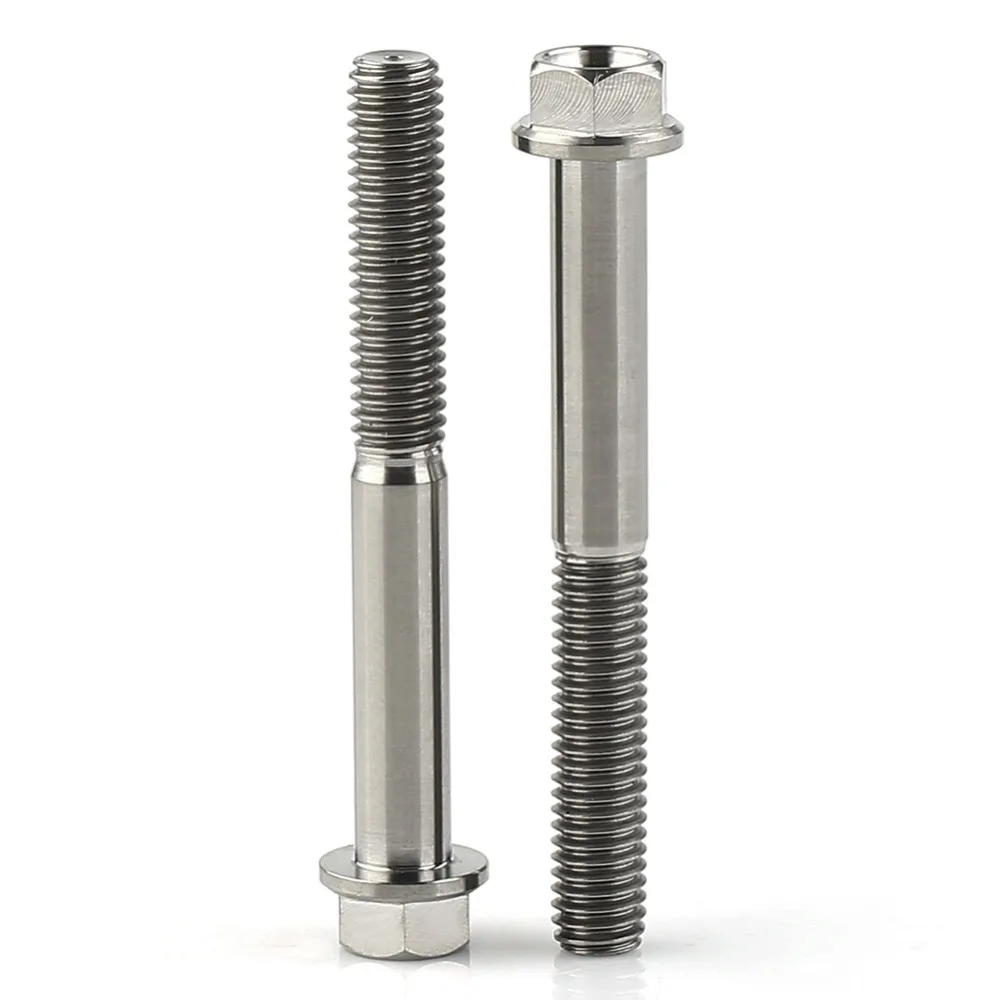 2Pcs Titanium Alloy Ti Hex Head Cap Screw Flange Bolt M6 x30mm M6x40mm M6x50mm M6 GR5 Screw Hex Bolt