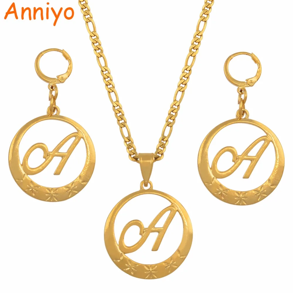 Женский кулон Anniyo Золотистое Ожерелье с буквами английские буквы ювелирное