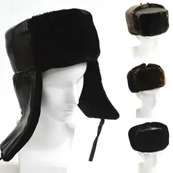 Зимние Для мужчин Для женщин шляпа Сгущает искусственного меха Утепленная одежда ветрозащитная русские шапки Earflap ушанке Кепки H9