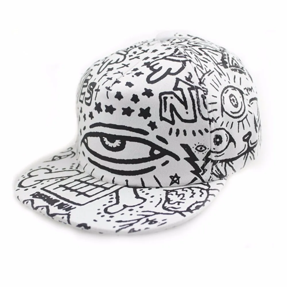 Eyes Plastic Patch Mens Flat Brim Baseball Cap Hip Hop Hat And Cap For