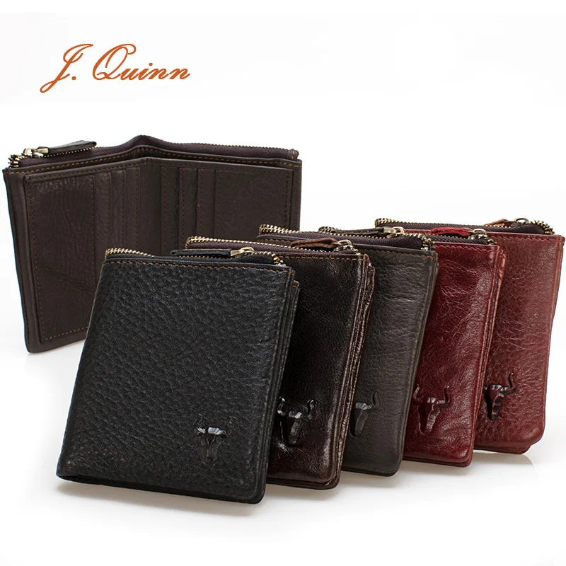 

J.Quinn Red Small Purse Wallet for Women Genuine Leather Bifold Wallets and Purses with Zip Pocket Soft Short Women's Wallet