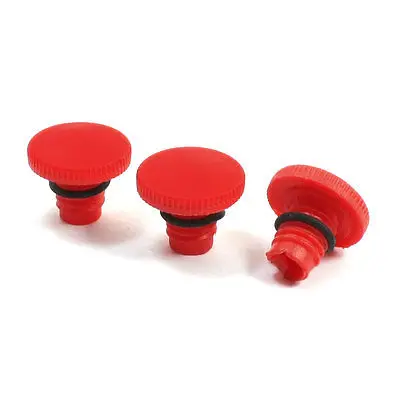 

0.35" Thread Diameter Air Compressor Oil Plug Red Black Rubber Gasket 3Pcs