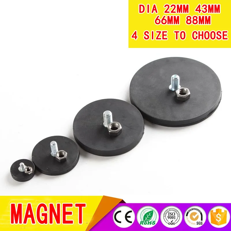 

Rubber mounting magnet,Permanent NdFeB strong neodymium magnets,waterproof and shatter-proof,Pot dia 22mm with the screw thread