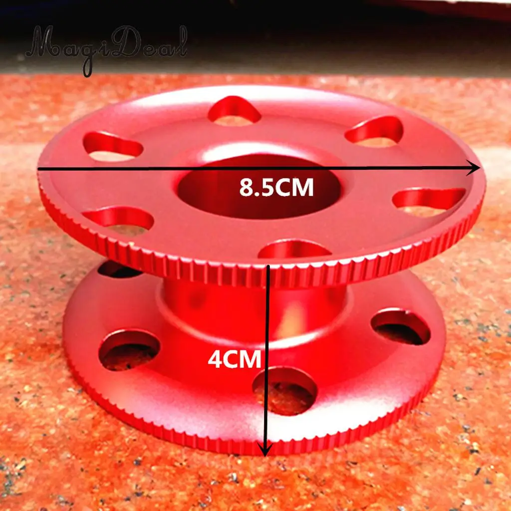 MagiDeal Aluminum Alloy Scuba Diving Compact Finger Spool Reel Guide Line Spool Red