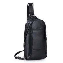 Men’s Genuine Leather Sling Chest Pack Shoulder Crossbody Bag Pouch Travel Biking Daypack