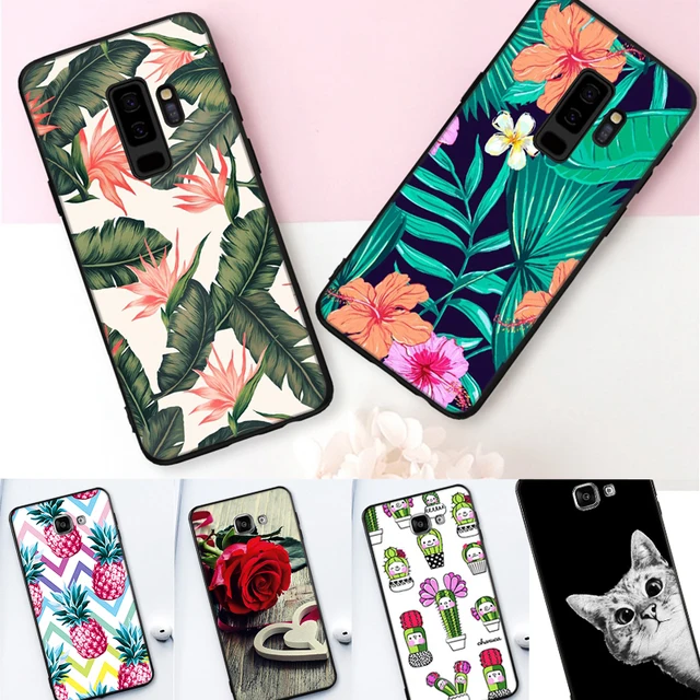 Fashion Patterned Case For Samsung Galaxy S9 Pus A5 J5 2017 EU A3 A7 J3 J7 2016 A8 Plus 2018 Black TPU Matte Phone Cases Cover