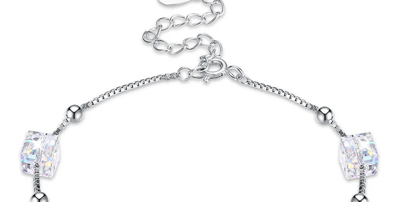 Блестящие браслеты из серебра 925 пробы с квадратным кристаллом Swarovski, женские вечерние браслеты