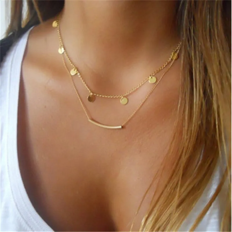 Double layer gold chain designs Clearance